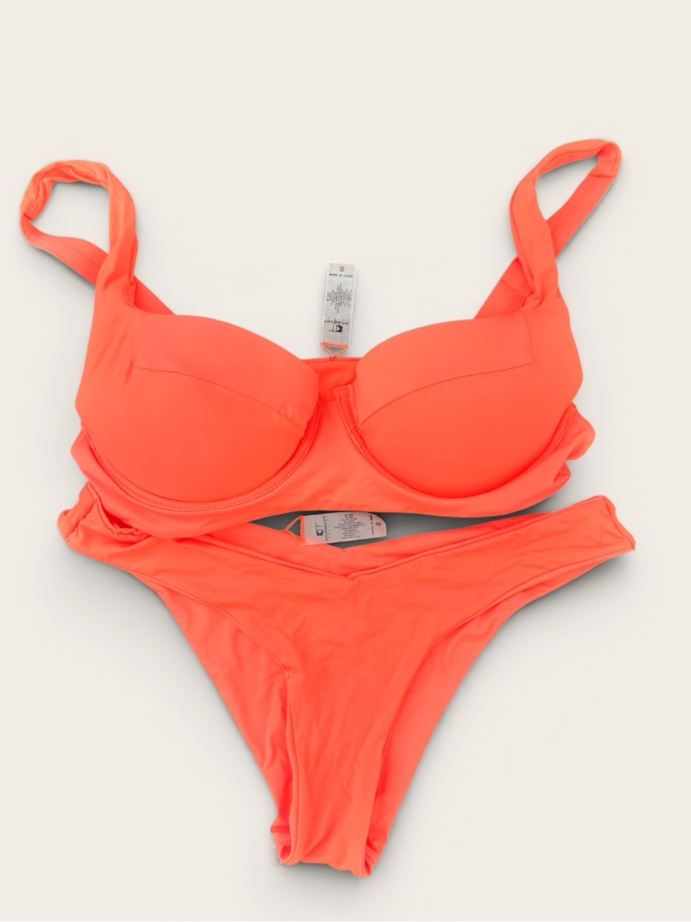 TiniBikini Neon Coral Orange 2pc Bikini Set